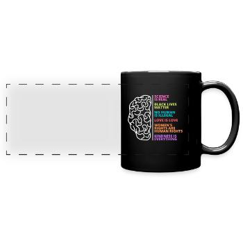 Science, personnes, vie, amour, femmes, droits - Mug panoramique uni - noir - Devant