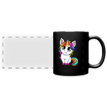 Petite licorne triste - Mug panoramique uni - noir - Devant