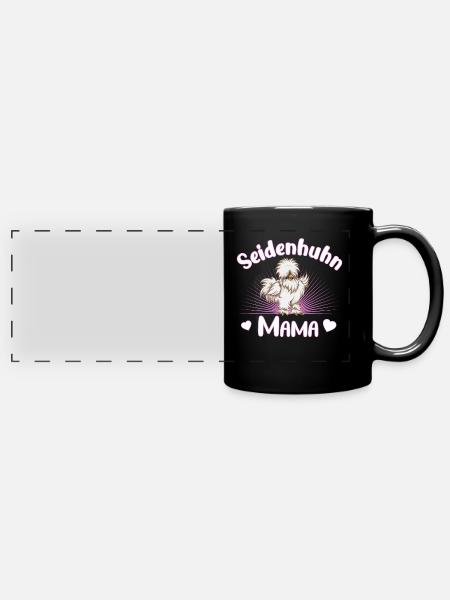 Seidenhuhn Mama - Seidenhühner - Panorama-Tasse farbig - Schwarz