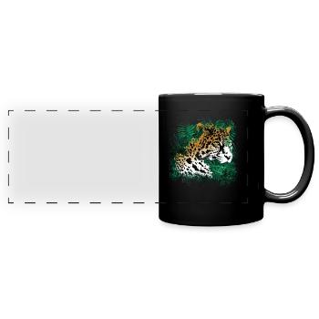 Leopard Forêt Tropicale Plantes Nature Végétation - Mug panoramique uni - noir - Devant
