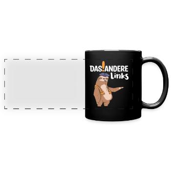 Fahrschule Fahrlehrer Humor Führerschein Faultier - Panorama-Tasse farbig - Schwarz - Vorne