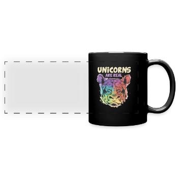 Colorful Rhino Unicorn Unicorn are Real - Full Colour Panoramic Mug - black - Front