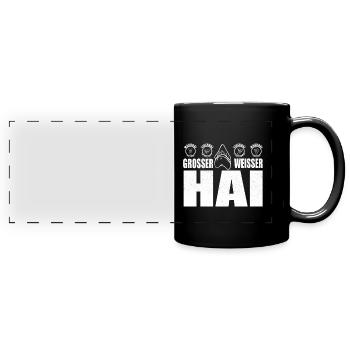 Großer Weißer Hai Zahn Tigerhai Makohai Biologe - Panorama-Tasse farbig - Schwarz - Vorne