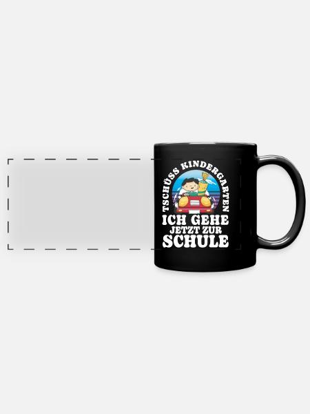 Einschulung Tschüss Kindergarten - Panorama-Tasse farbig - Schwarz