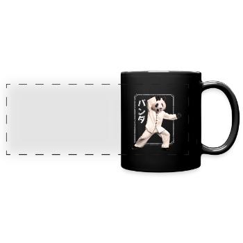 Martial Arts Kampfkunst Karate Judo Panda - Panorama-Tasse farbig - Schwarz - Vorne