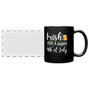 Irish You A Joyeux 4th Of July Green Clover - Mug panoramique uni - noir - Devant