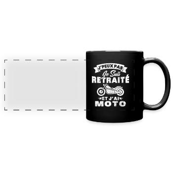 J'peux pas je suis retraité et j'ai moto Cadeau - Mug panoramique uni - noir - Devant