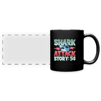 Haibiss Geschichte - Panorama-Tasse farbig - Schwarz - Vorne