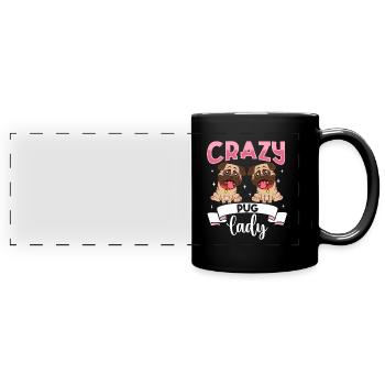 Crazy Pug Lady - Mops - Full Colour Panoramic Mug - black - Front
