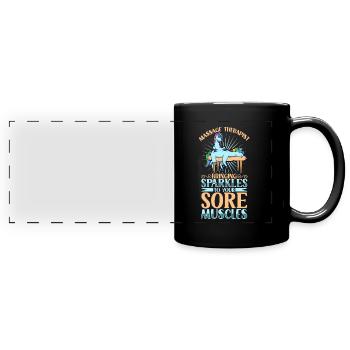 Licorne massée - massage - Mug panoramique uni - noir - Devant