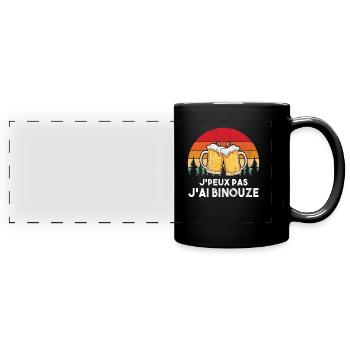 J'Peux Pas J'Ai Binouze Vintage Bière Apéro - Mug panoramique uni - noir - Devant