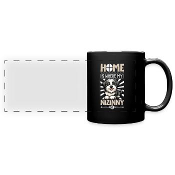 Zuhause - Polski Owczarek Nizinny - Panorama-Tasse farbig - Schwarz - Vorne