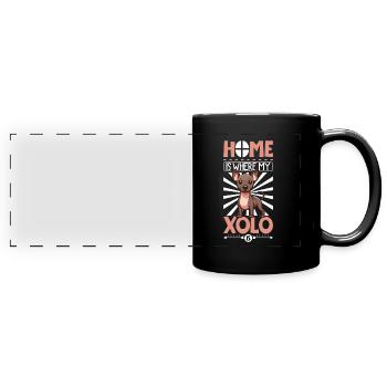 Zuhause - Xoloitzcuintle - Panorama-Tasse farbig - Schwarz - Vorne