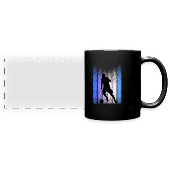 Vintage Retro Fußball - Panorama-Tasse farbig - Schwarz - Vorne