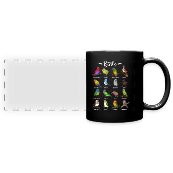 Viele bunte Vögel - Panorama-Tasse farbig - Schwarz - Vorne