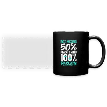 100 Prozent Leidenschaft - Tontechniker - Panorama-Tasse farbig - Schwarz - Vorne
