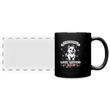 Weißer Schäferhund Mama - Panorama-Tasse farbig - Schwarz - Vorne