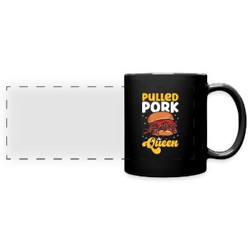 Pulled Pork Sandwich Queen - Panorama-Tasse farbig - Schwarz - Vorne