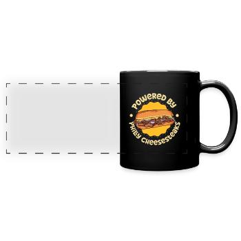 Powered by Philly Cheesesteak - Panorama-Tasse farbig - Schwarz - Vorne