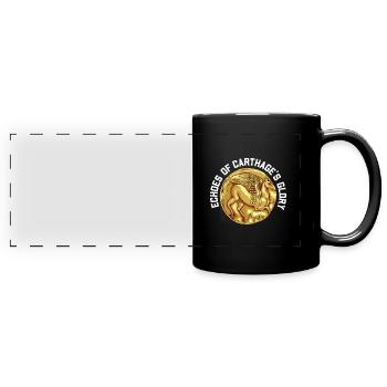 Karthago - Karthagische goldene Münze - Panorama-Tasse farbig - Schwarz - Vorne