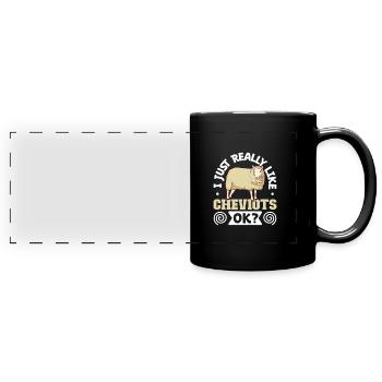 I love my Cheviot sheep - Full Colour Panoramic Mug - black - Front