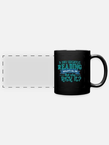 Lesen - Panorama-Tasse farbig - Schwarz
