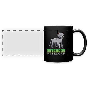 Surcharge de gentillesse russe bleu chat kawaii - Mug panoramique uni - noir - Devant