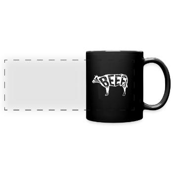 Steak de bœuf - Mug panoramique uni - noir - Devant