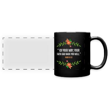 Bible verse Mark 10 52 - Full Colour Panoramic Mug - black - Front