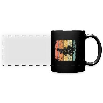 Feuille de chêne vintage - Mug panoramique uni - noir - Devant