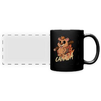 Castor du Canada - Mug panoramique uni - noir - Devant