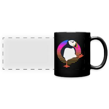 Papageientaucher Sonnenuntergang Papageientaucherv - Panorama-Tasse farbig - Schwarz - Vorne