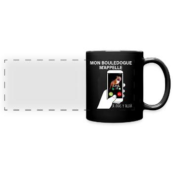 Bouledogue Humour Téléphone portable - Mug panoramique uni - noir - Devant