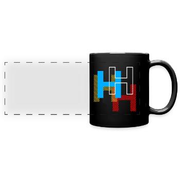 H Buchstabe - Panorama-Tasse farbig - Schwarz - Vorne