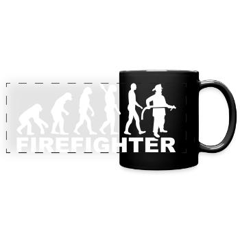 Feuerwehr - Panorama-Tasse farbig - Schwarz - Vorne