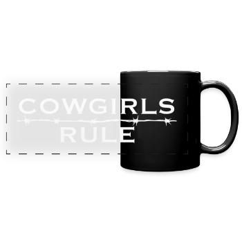 Western Riding Cowgirls Horses Riding - Full Colour Panoramic Mug - black - Front