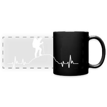 Randonneur Heartbeat Heartbeat Randonnée Alpiniste - Mug panoramique uni - noir - Devant
