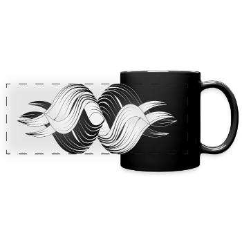 Formes abstraites – Design dynamique en noir et blanc - Mug panoramique uni - noir - Devant