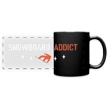 Snowboard-Süchtiger - Panorama-Tasse farbig - Schwarz - Vorne