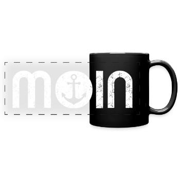 Moin - Panorama-Tasse farbig - Schwarz - Vorne
