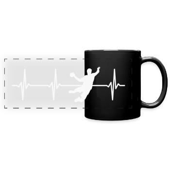 Handball Player Heartbeat Handball Training - Full Colour Panoramic Mug - black - Front