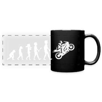 Evolution of Wheelie Biker Supersportler - Panorama-Tasse farbig - Schwarz - Vorne