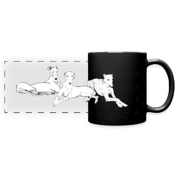 Trois lévriers - Mug panoramique uni - noir - Devant