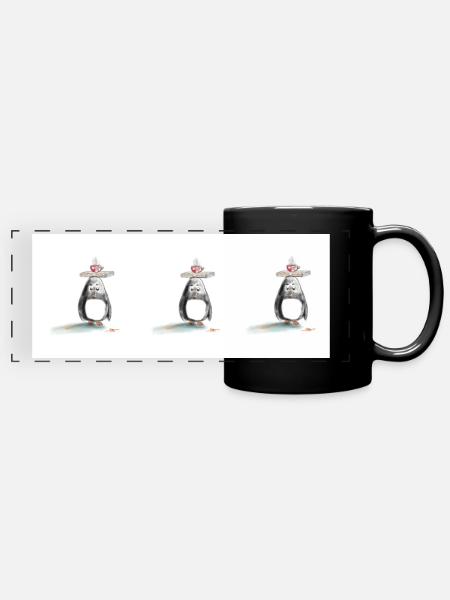 Coffee Cup Pingu Coffeelover - Full Colour Panoramic Mug - black