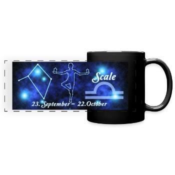 Sternzeichen Waage, Sternenbild, Astrologie - Panorama-Tasse farbig - Schwarz - Vorne