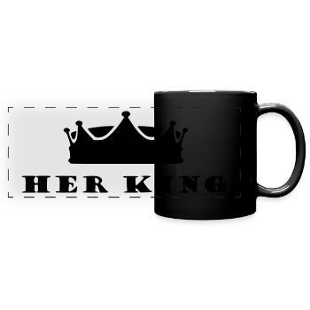 Cadeaux pour couples Her King - Mug panoramique uni - noir - Devant