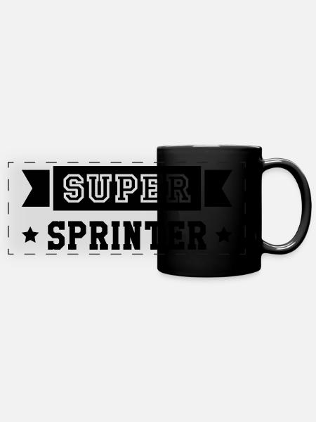 Leichtathletik / Sprint / Sprinter / Sprinterin - Panorama-Tasse farbig - Schwarz
