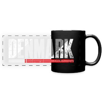 Denmark Distressed Typography - Full Colour Panoramic Mug - black - Front