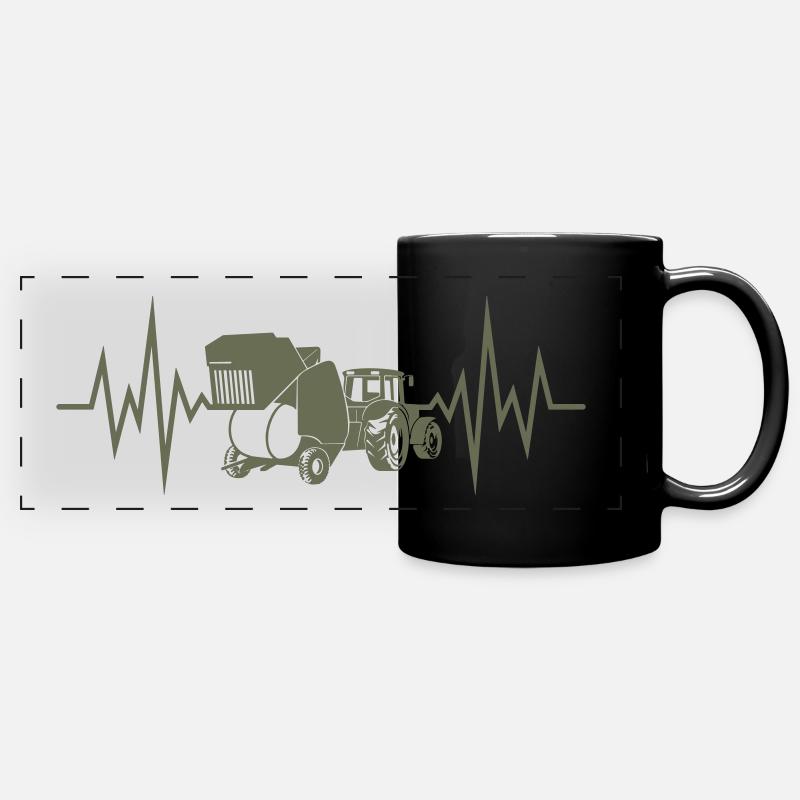 Herzfreq Traktor Ballenpresse - Panorama-Tasse farbig - Schwarz