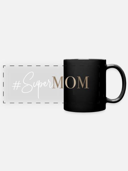 #SuperMOM - Panorama-Tasse farbig - Schwarz